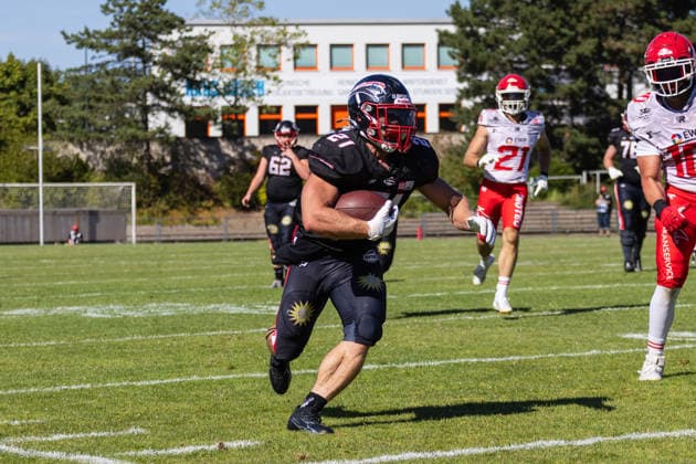 Düsseldorf Panther vs Potsdam Royals Düsseldorf Panther vs Potsdam Royals im Panther Stadion in Düsseldorf (Deutschland, Nordrhein Westfalen). American Football, 09. Spieltag der Effect Energy GFL Saison 2026. Endstand: 00:49 *** Düsseldorf Panthers vs. Potsdam Royals Düsseldorf Panthers vs. Potsdam Royals at Panther Stadium in Düsseldorf, Germany, North Rhine-Westphalia American football, Week 9 of the 2026 Effect Energy GFL season. Final score: 0–49