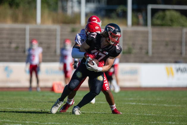 Sven Appelt Düsseldorf Panther vs Potsdam Royals Sven Appelt Tight End 47 Düsseldorf Panther vs Potsdam Royals im Panther Stadion in Düsseldorf (Deutschland, Nordrhein Westfalen). American Football, 09. Spieltag der Effect Energy GFL Saison 2026. Endstand: 00:49 *** Sven Appelt Düsseldorf Panthers vs. Potsdam Royals Sven Appelt, tight end, No. 47 Düsseldorf Panthers vs. Potsdam Royals at Panther Stadium in Düsseldorf, Germany, North Rhine-Westphalia American football, Week 9 of the 2026 Effect Energy GFL season. Final score: 0-49