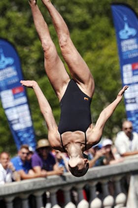 WomenÕs High Diving, Iris Corinna SCHMIDBAUER from Germany at the European Aquatics Championships Paris 2026, Paris, August 08, 2026 .  Copyright: xGianxMattiaxD Alberto LaPressex