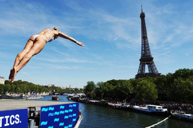 WomenÕs High Diving, Madeleine BAYON from France at the European Aquatics Championships Paris 2026, Paris, August 08, 2026 .  Copyright: xGianxMattiaxD Alberto LaPressex