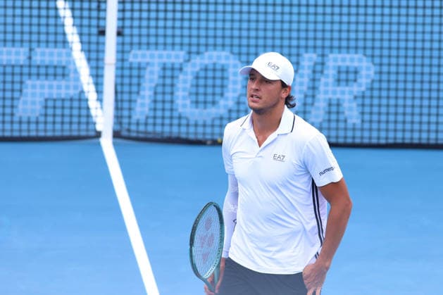 ATP, Tennis Herren Masters 1000 National Bank Open Montreal 2026 - Round of 16 - Day 8 Luciano Darderi of Italy reacts during the Men™s round of 16 match against Nuno Borges of Portugal on day 8 of the ATP Masters 1000 National Bank Open at IGA Stadium. on August 8, 2026, in Montreal, Canada. (Photo by Horacio Zamora Eyepix Group) Copyright: xHoracioxZamorax xEyepixxGroupx HZ_08082026_194952