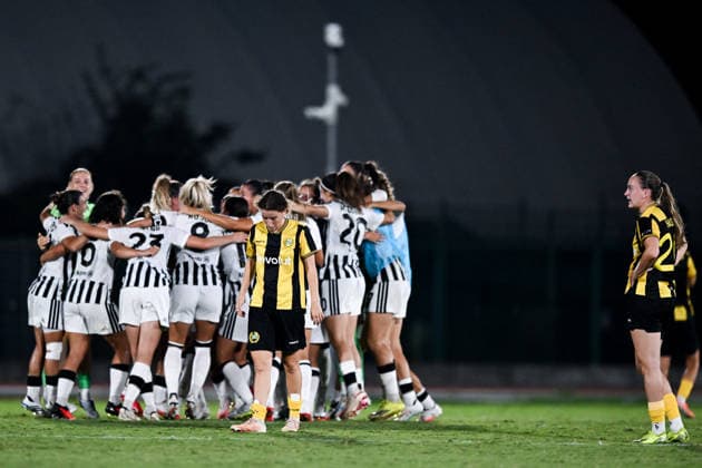 260808 Players of Juventus celebrate and players of Hammarby looks dejected after the Women s Champions League qualifying match between Juventus and Hammarby on August 8, 2026 in Turin. Photo: Daniele Buffa BILDBYRAN COP 18 XY0123 fotboll football soccer fotball uefa womens champions league juventus hammarby dam bbeng depp jubel *** August 8, 2026: Juventus players celebrate while Hammarby players look dejected after the Women’s Champions League qualifying match between Juventus and Hammarby on August 8, 2026 in Turin. Photo by Daniele Buffa, BILDBYRAN COP 18 XY0123 soccer football UEFA Women’s Champions League Juventus Hammarby women’s team BBENG dejected celebration  Copyright: DANIELExBUFFA BB260808BB703