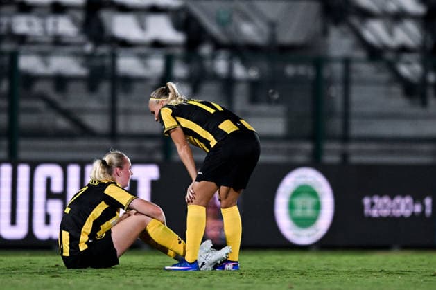 260808 Emilie Bragstad and Stina Lennartsson of Hammarby looks dejected after the Women s Champions League qualifying match between Juventus and Hammarby on August 8, 2026 in Turin. Photo: Daniele Buffa BILDBYRAN COP 18 XY0123 fotboll football soccer fotball uefa womens champions league juventus hammarby dam bbeng depp *** August 8, 2008: Emilie Bragstad and Stina Lennartsson of Hammarby look dejected after the Women’s Champions League qualifying match between Juventus and Hammarby on August 8, 2026 in Turin. Photo by Daniele Buffa, BILDBYRAN COP 18 XY0123 soccer football UEFA Women’s Champions League Juventus Hammarby women’s team BBENG depp  Copyright: DANIELExBUFFA BB260808BB706