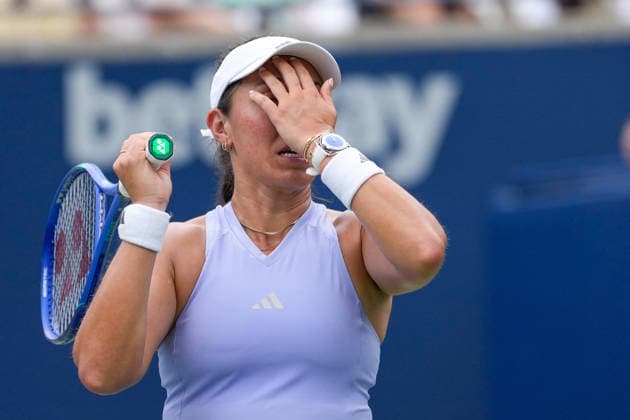 WTA, Tennis Damen Masters 1000 National Bank Open Toronto 2026 - Round of 16 - Day 8 Jessica Pegula of United States reacts during the Women™s Singles round of 16 match against Diana Shnaider of Russia on day 8 of the WTA Masters 1000 National Bank Open at Sobeys Stadium on August 8, 2026, in Toronto, Canada. (Photo by Leonardo Ramirez Eyepix Group) Copyright: xLeonardoxRamirezx xEyepixxGroupx LR_08082026_195025
