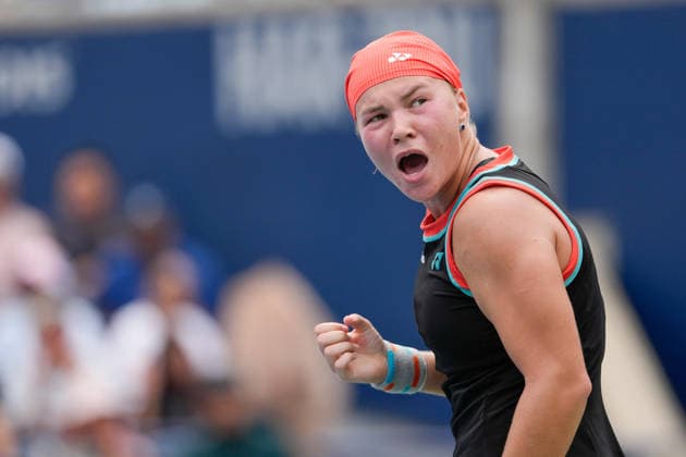 WTA, Tennis Damen Masters 1000 National Bank Open Toronto 2026 - Round of 16 - Day 8 Diana Shnaider of Russia celebrates after a point during the Women™s Singles round of 16 match against Jessica Pegula of United States on day 8 of the WTA Masters 1000 National Bank Open at Sobeys Stadium on August 8, 2026, in Toronto, Canada. (Photo by Leonardo Ramirez Eyepix Group) Copyright: xLeonardoxRamirezx xEyepixxGroupx LR_08082026_195017