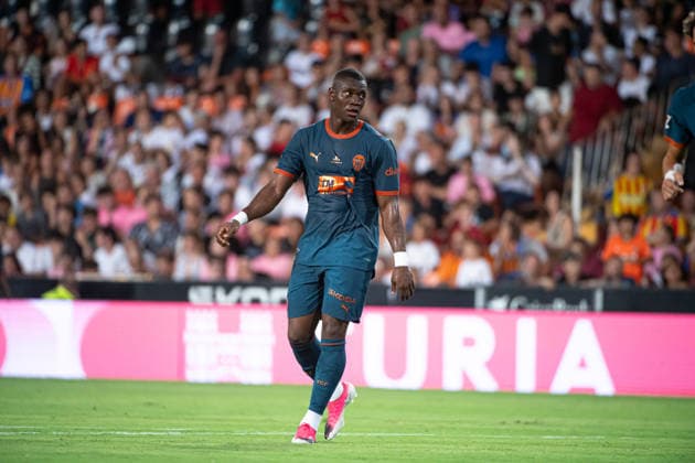 ESP: Valencia CF v Newcastle CF Pre Season match 2026 2027 Aliou Dieng of Valencia during Pre Season match between Valencia CF VS Newcastle played at Estadio Mestalla, Valencia on August 08, 2026 Valencia, Spain. Valencia Spain Football *** ESP Valencia CF vs. Newcastle CF, 2026–2027 Preseason Match: Aliou Dieng of Valencia during the preseason match between Valencia CF and Newcastle, played at Estadio Mestalla in Valencia on August 8, 2026. Valencia, Spain. Valencia, Spain. Soccer Copyright: xLeopoldxSoglox