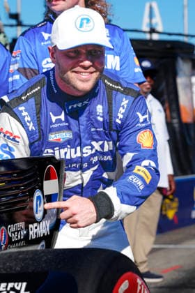 August 8, 2026, Portland, Oregon, USA: Felix Rosenqvist, driver of the 60 Meyer Shank Racing Honda, celebrates after capturing pole position during qualifying for the IndyCar, Indy Car, IRL, USA Grand Prix of Portland at the Portland International Raceway. IndyCar Qualifying Portland Grand Prix  - ZUMAd212 20260808_zsp_d212_013 Copyright: xRichardxDolex