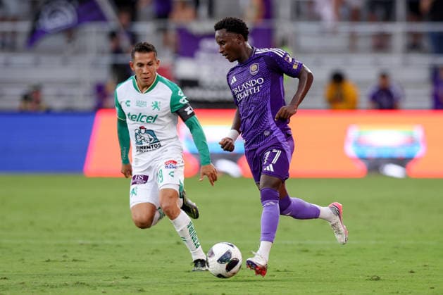 August 8, 2026, Orlando, Florida, USA: Orlando City SC midfielder IVoÂN ANGULO (77) works the ball against Leon. Orlando City SC hosted Leon in a Leagues Cup march at Inter.Co Stadium in Orlando, FL. Orlando USA - ZUMAm299 20260808_znp_m299_026 Copyright: xTaylorxMcFeex