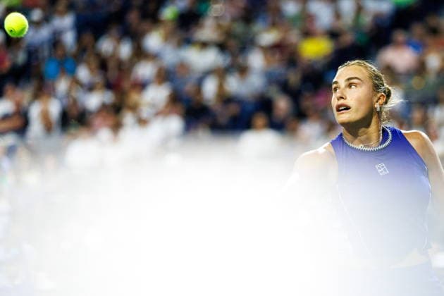 August 8, 2026, Toronto, On, Canada: Aryna Sabalenka returns the ball from Ekaterina Alexandrova during round of 16 National Bank Open Tennis action in Toronto, on Saturday, Aug. 8, 2026. Canada News - August 8, 2026  - ZUMAc35_ 20260808_zaf_c35_141 Copyright: xKeitoxNewmanx
