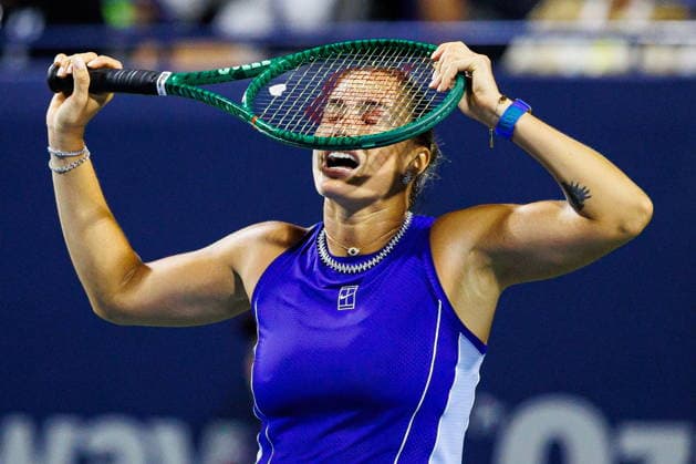 Sport Bilder des Tages #2 August 8, 2026, Toronto, On, Canada: Aryna Sabalenka reacts during a match against Ekaterina Alexandrova during round of 16 National Bank Open Tennis action in Toronto, on Saturday, Aug. 8, 2026. Canada News - August 8, 2026  - ZUMAc35_ 20260808_zaf_c35_151 Copyright: xKeitoxNewmanx