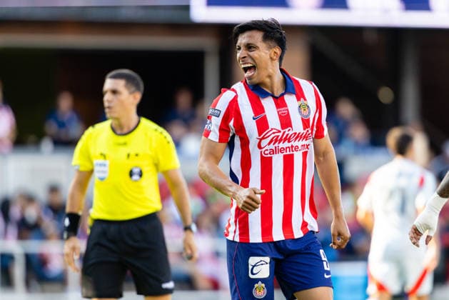 SAN JOSE, CA - AUGUST 08: Angel Sepulveda 9 of Chivas de Guadalajara reacts to a missed opportunity during a Leagues Cup Phase One match against FC Dallas on August 8, 2026 at PayPal Park in San Jose, CA. (Photo by Matthew Huang Icon Sportswire) SOCCER: AUG 08 Leagues Cup Chivas de Guadalajara vs Dallas EDITORIAL USE ONLY Icon260808003