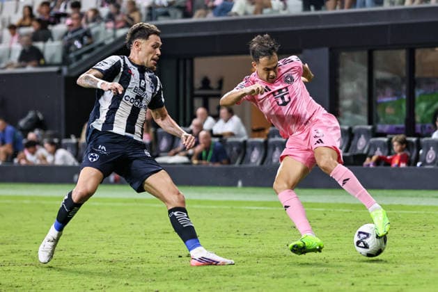 August 8, 2026, Miami, Florida, USA: OLIVER MUNOZ (7) of Monterrey and SERGIO REGUILON (3) of Inter Miami CF battle for the ball during a 2026 Leagues Cup soccer match between Inter Miami CF and Monterrey Soccer 2026: Inter Miami CF 1:2 Monterrey.  - ZUMAa257 20260808_zsp_a257_007 Copyright: xChrisxArjoonx