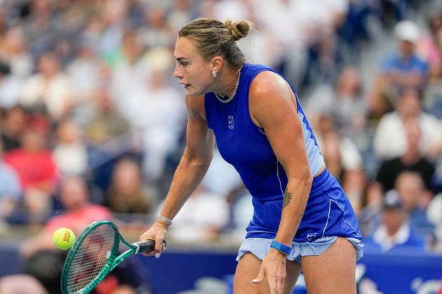 WTA, Tennis Damen Masters 1000 National Bank Open Toronto 2026 - Round of 16 - Day 8 Aryna Sabalenka of Belarus plays a forehand during the Women™s Singles round of 16 match against Yekaterina Aleksandrova of Russia on day 8 of the WTA Masters 1000 National Bank Open at Sobeys Stadium on August 8, 2026, in Toronto, Canada. (Photo by Leonardo Ramirez Eyepix Group) Copyright: xLeonardoxRamirezx xEyepixxGroupx LR_08082026_09394