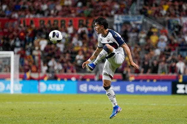 SANDY, UT - AUGUST 08: Edgar JimÃ nez 34 of Atlante FC controls the ball during the Leagues Cup Phase One match between Atlante FC and Real Salt Lake on August 8, 2026 at America First Field in Sandy, UT. (Photo by Aaron Baker Icon Sportswire) SOCCER: AUG 08 Leagues Cup Salt Lake vs Atlante EDITORIAL USE ONLY Icon260808026