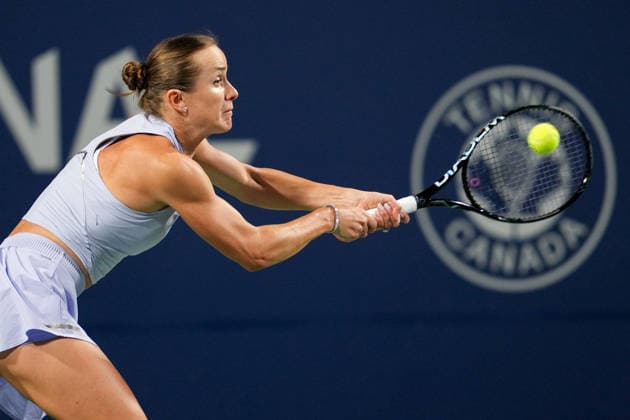 National Bank Open 2026 - Day 8 TORONTO, CANADA - AUGUST 8 : Elina Svitolina of Ukraine in action against Amanda Anisimova of the United States in the round of 16 during the WTA, Tennis Damen 1000 National Bank Open in Toronto, Ontario, Canada on August 8, 2026. Mert Alper Dervis Anadolu Ontario Canada. Editorial use only. Please get in touch for any other usage.  Copyright: x2026xAnadoluxMertxAlperxDervisx