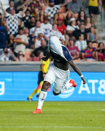 SANDY, UT - AUGUST 08: Jairon Charcopa 15 of Atlante FC celebrates a first half goal which was later overturned by VAR during the Leagues Cup Phase One match between Atlante FC and Real Salt Lake on August 8, 2026 at America First Field in Sandy, UT. (Photo by Aaron Baker Icon Sportswire) SOCCER: AUG 08 Leagues Cup Salt Lake vs Atlante EDITORIAL USE ONLY Icon260808029