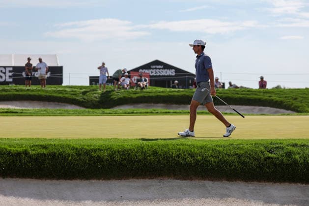 BEDMINSTER, NJ - AUGUST 08: Joaquin Niemann of the LIV Golf League walks on the 15th hole during the third round of LIV Golf New York on August 8, 2026 at Trump National Golf Club in Bedminster, New Jersey. (Photo by Andrew Mordzynski Icon Sportswire) GOLF: AUG 08 LIV Golf New York EDITORIAL USE ONLY Icon2608088160535