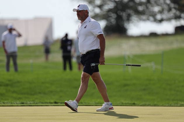 BEDMINSTER, NJ - AUGUST 08: Lee Westwood of the LIV Golf League walks on the 15th hole during the third round of LIV Golf New York on August 8, 2026 at Trump National Golf Club in Bedminster, New Jersey. (Photo by Andrew Mordzynski Icon Sportswire) GOLF: AUG 08 LIV Golf New York EDITORIAL USE ONLY Icon2608088160552