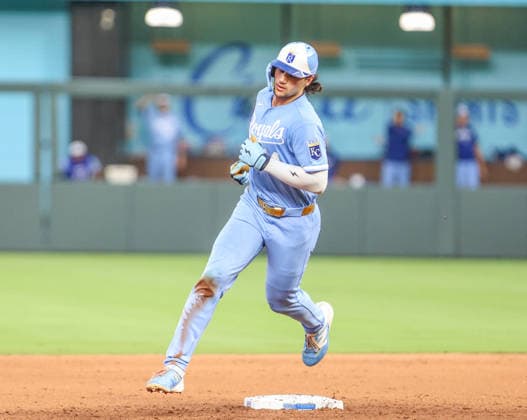 MLB, Baseball Herren, USA 2026: Cubs Vs Royals Aug 8th AUG 08, 2026: Kansas City Royals outfielder Jac Caglianone (14) rounds second base after hitting a home run in the 7th inning against the Chicago Cubs at Kauffman Stadium Kansas City, MO. Roman Puno CSM (Credit Image: Â Roman Puno Cal Media) Kansas City Missouri United States EDITORIAL USE ONLY Copyright: xx ZUMA-20260808_zma_c04_358.jpg RomanxPunox csmphotothree509999