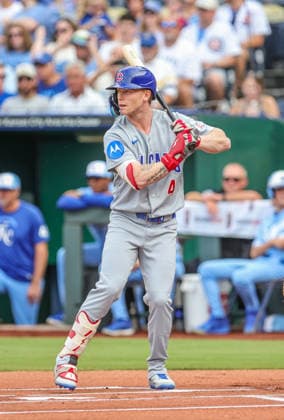 MLB, Baseball Herren, USA 2026: Cubs Vs Royals Aug 8th AUG 08, 2026: Chicago Cubs center fielder Pete Crow-Armstrong (4) at bat in the 1st inning against the Kansas City Royals at Kauffman Stadium Kansas City, MO. Roman Puno CSM (Credit Image: Â Roman Puno Cal Media) Kansas City Missouri United States EDITORIAL USE ONLY Copyright: xx ZUMA-20260808_zma_c04_335.jpg RomanxPunox csmphotothree509976