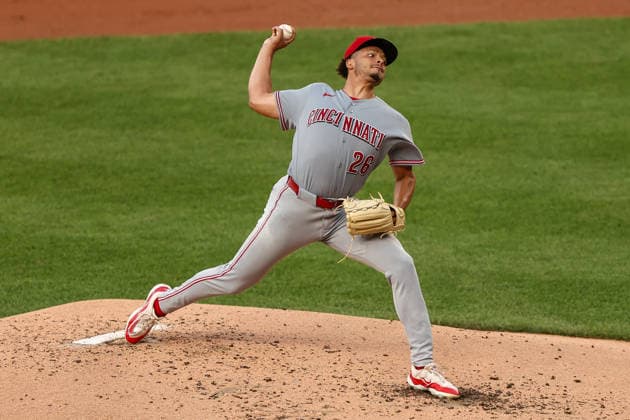 August 8, 2026, Washington D.C, District Of Columbia, United States: Washington, DC; Cincinnati Reds pitcher Chase Burns (26) delivers a pitch during the Major League Baseball game between the Washington Nationals and the Cincinnati Reds at Nationals Park on Saturday, August 8, 2026. The Nationals beat the Reds 8-2. Washington D.C United States - ZUMAp258 20260808_znp_p258_014 Copyright: xStevexPrakopex