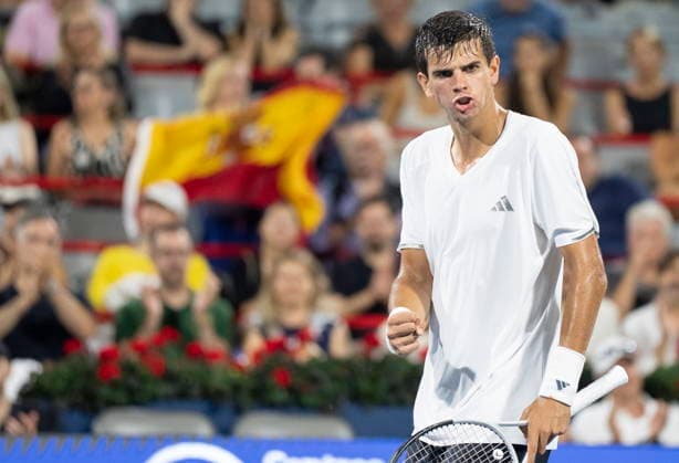 August 8, 2026, Montreal, Pq, Canada: Rafael Jodar of Spain celebrates his win over Jiri Lehecka of Czechia during Round of 16 tennis action at the National Bank Open in Montreal on Saturday, Aug. 8, 2026. TEN-NBO-Montreal 20260808  - ZUMAc35_ 20260808_zaf_c35_205 Copyright: xChristinnexMuschix
