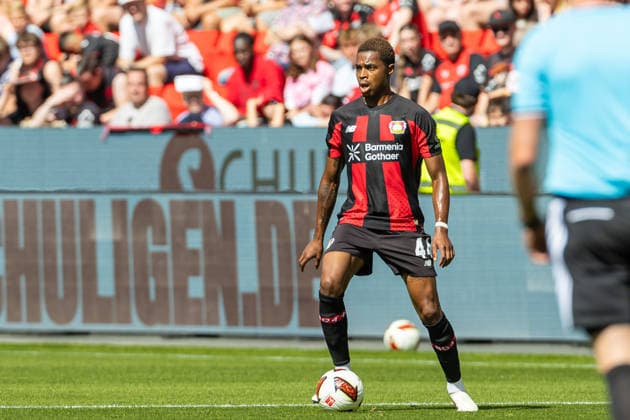 Jeanuel Belocian (Bayer 04 Leverkusen) controls the ball during the pre-season friendly match between Bayer 04 Leverkusen and Sevilla FC at BayArena on August 8, 2026 in Leverkusen, Germany. (Photo by Mario Hommes DeFodi Images) - *** Jeanuel Belocian of Bayer 04 Leverkusen controls the ball during the preseason friendly match between Bayer 04 Leverkusen and Sevilla FC at BayArena on August 8, 2026, in Leverkusen, Germany. Photo by Mario Hommes, DeFodi Images