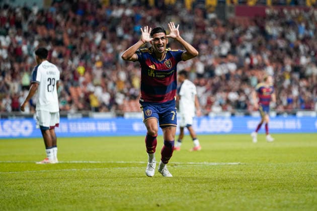SANDY, UT - AUGUST 08: Pablo Ruiz 7 of Real Salt Lake celebrates a second half goal during the Leagues Cup Phase One match between Atlante FC and Real Salt Lake on August 8, 2026 at America First Field in Sandy, UT. (Photo by Aaron Baker Icon Sportswire) SOCCER: AUG 08 Leagues Cup Salt Lake vs Atlante EDITORIAL USE ONLY Icon260808038