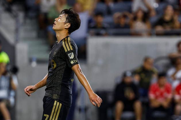 Leagues Cup - LAFC vs Deportivo Toluca Los Angeles FC forward Son Heung-Min reacts to missing a goal in the first half during the Leagues Cup Phase One soccer match between Los Angeles FC and Deportivo Toluca at BMO Stadium in Los Angeles, California, USA, 08 August 2026. LOS ANGELES CALIFORNIA United States  Copyright: xCHRISxTORRESx
