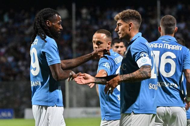 Foto IPP Felice De Martino Castel di Sangro Aq 08 08 2026 Calcio Partita Amichevole 2026 2027 Napoli - Celta De Vigo Nella foto: Esultanza dopo il gol di Giovanni Di Lorenzo con zambo anguissa Italy Photo Press World Copyright *** IPP Photo: Felice De Martino, Castel di Sangro, Aquila, August 8, 2026 Soccer Friendly Match 20262027: Napoli vs. Celta de Vigo. Pictured: Celebrations after Giovanni Di Lorenzos goal with Zambo Anguissa. Italy Photo Press World Copyright  Castel di Sangro italy Italia ITALY  Copyright: xIMAGO R4924_italyphotopressx