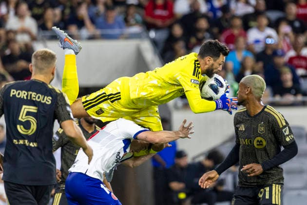 August 8, 2026, Los Angeles, California, USA: Los Angeles FC goalkeeper Hugo Lloris (1) makes a save against Toluca FC forward Federico SebastioÂ¡n VioÂ±as Barboza (16) during a Leagues Club soccer match on Saturday, Aug. 8, 2026 in Los Angeles. Leagues Club 2026: LAFC 1:0 Toluca FC  - ZUMAc68_ 20260808_zaf_c68_026 Copyright: xRingoxChiux