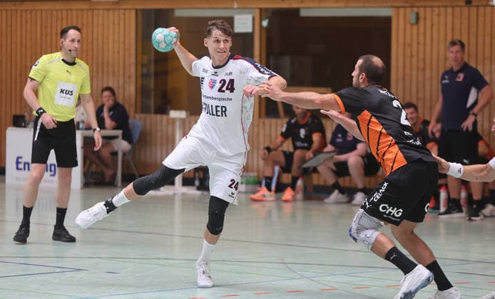Handball, Testspiel, SG BBM Bietigheim - Kadetten Schaffhausen Bönnigheim , Handball SG BBM Bietigheim vs. Kadetten Schaffhausen , Maxim Orlov ( BBM ) *** Bönnigheim, Handball: SG BBM Bietigheim vs. Kadetten Schaffhausen, Maxim Orlov (BBM)