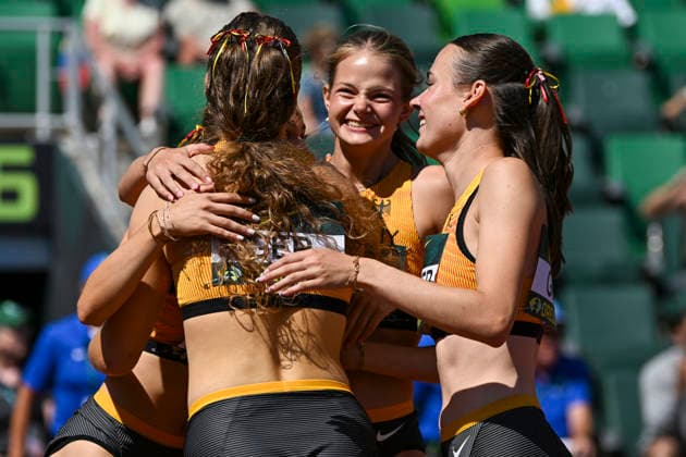 Leichtathletik, U20 WM in Eugene #2 World Athletics U20 Championships Oregon 2026 EUGENE, UNITED STATES OF AMERICA - 4x400m relay, Hannah Schwind, Luna Fischer, Eni Kuske, Ida Carlotta Schröder (GER) AUGUST 8, 2026 : competing during the World Athletics U20 Championships Oregon 2026 at Hayward Field on August 8, 2026 in Eugene, United States Of America. *** World Athletics U20 Championships Oregon 2026 EUGENE, UNITED STATES OF AMERICA 4x400m relay, Hannah Schwind, Luna Fischer, Eni Kuske, Ida Carlotta Schröder (GER) August 8, 2026, competing during the World Athletics U20 Championships Oregon 2026 at Hayward Field on August 8, 2026, in Eugene, United States of America Copyright: xBEAUTIFULxSPORTS DecaxText&Bildx