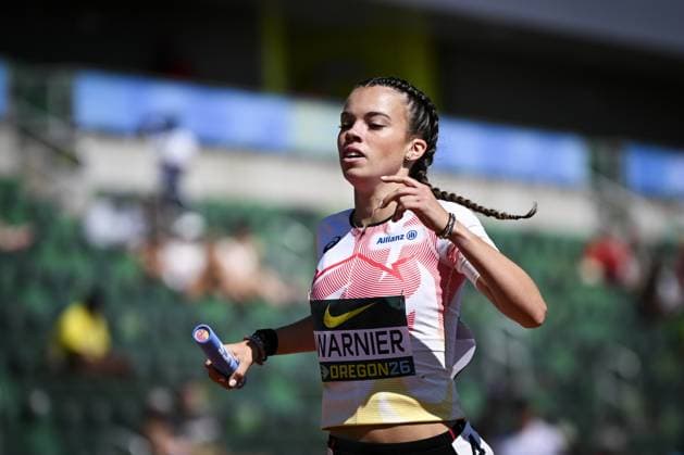 Belgian U20 Marie-Lou Warnier (Women s 4x400 Metres Relay) is pictured in action during the World Athletics U20 Championships, Sunday 9 August 2026, in Eugene, USA. The world championships take place from 5 to 9 August. THOMASxWINDESTAM  x182997868x
