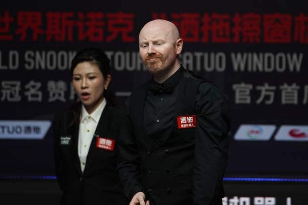 TAIYUAN, CHINA - AUGUST 09: Anthony McGill of Scotland reacts in the first round match against Xiao Guodong of China on day 2 of the 2026 World Snooker Tour China Open at Taiyuan Binhe Sports Center on August 9, 2026 in Taiyuan, Shanxi Province of China.  Copyright: xTaixChengzhex 111658964103