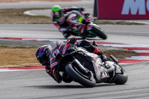 Jorge Martin (Spain) of the Aprilia Racing ( 89) during MotoGP Warm Up at Round 12 of the 2026 Qatar Airways Grand Prix of Great Britain at Silverstone Circuit, Towcester, England on the 9 August 2026.  Copyright: xDavidxHornx PMI-7310-0242