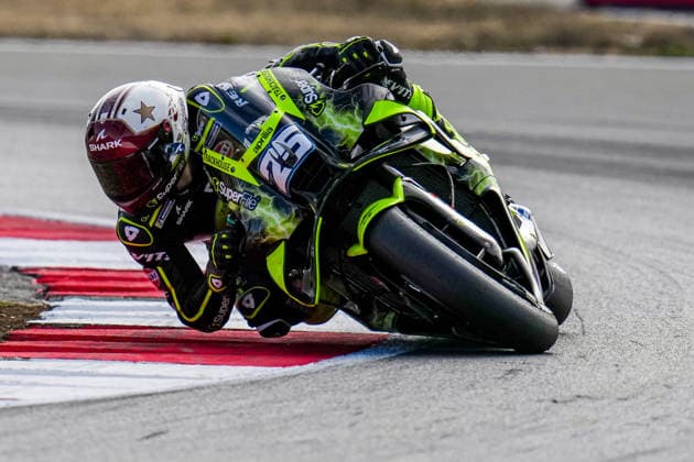 Raul Fernandez (Spain) of the SuperFile Trackhouse MotoGP Team ( 25) during MotoGP Warm Up at Round 12 of the 2026 Qatar Airways Grand Prix of Great Britain at Silverstone Circuit, Towcester, England on the 9 August 2026.  Copyright: xDavidxHornx PMI-7310-0243