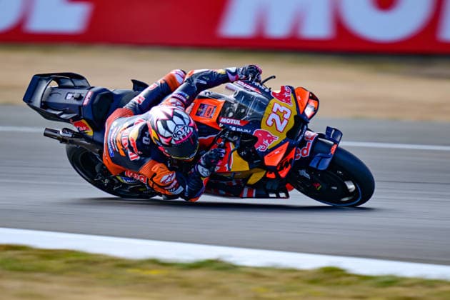 motor racing, Motorsport Moto GP Qatar Airways Grand Prix of Great Britain Red Bull KTM Tech3 rider Enea Bastianini (23) during the Moto GP Qatar Airways Grand Prix of Great Britain at Silverstone, Towcester, UK on 9 August 2026. Towcester Silverstone Northamptonshire UK Editorial use only , Copyright: xDennisxGoodwinx PSI-24671-0015
