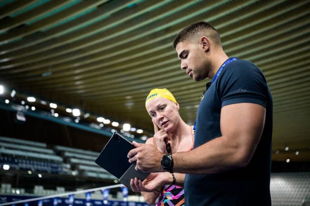 260809 Sarah Sjöström and coach Antonio Lutula of Sweden at a swimming training session during day ten of the 2026 European Aquatics Championships on August 9, 2026 in Saint-Denis. Photo: Joel Marklund BILDBYRAN kod JM JM0836 bbeng simning swimming svomming 2026 european aquatics championships em träning training practice Sverige Sweden *** August 9, 2026: Sarah Sjöström and coach Antonio Lutula of Sweden at a swimming training session during the tenth day of the 2026 European Aquatics Championships on August 9, 2026 in Saint Denis. Photo by Joel Marklund. BILDBYRAN code JM JM0836 bbeng swimming 2026 European Aquatics Championships EM training practice Sweden  Copyright: JOELxMARKLUND BB260809JM011