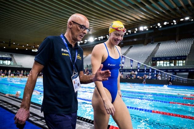 260809 Coach Carl Jenner and Louise Hansson of Sweden at a swimming training session during day ten of the 2026 European Aquatics Championships on August 9, 2026 in Saint-Denis. Photo: Joel Marklund BILDBYRAN kod JM JM0836 bbeng simning swimming svomming 2026 european aquatics championships em träning training practice Sverige Sweden *** August 9, 2026: Coach Carl Jenner and Louise Hansson of Sweden at a swimming training session on the tenth day of the 2026 European Aquatics Championships, 2026 in Saint Denis. Photo by Joel Marklund. BILDBYRAN code JM JM0836 bbeng swimming 2026 European Aquatics Championships EM training practice Sweden  Copyright: JOELxMARKLUND BB260809JM024
