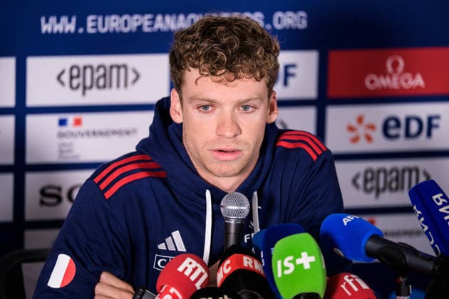 260809 LÃ on Marchand of France at a swimming press conference, PK, Pressekonferenz during day ten of the 2026 European Aquatics Championships on August 9, 2026 in Saint-Denis. Photo: Joel Marklund BILDBYRAN kod JM JM0837 bbeng simning swimming svomming 2026 european aquatics championships em presskonferens press conference Frankrike France *** August 9, 2026: LÃ on Marchand of France at a swimming press conference on the tenth day of the 2026 European Aquatics Championships on August 9, 2026 in Saint-Denis. Photo by Joel Marklund, BILDBYRAN. Code: JM JM0837 bbeng swimming 2026 European Aquatics Championships EM press conference France  Copyright: JOELxMARKLUND BB260809JM031
