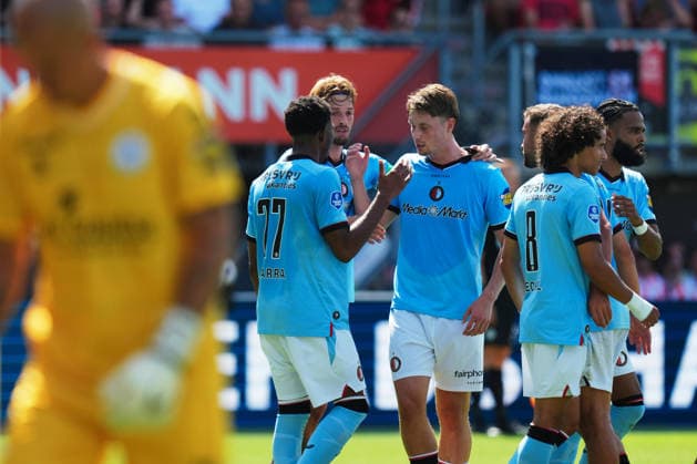 Eredivisie: Sparta Rotterdam v Feyenoord Rotterdam Rotterdam - Luciano Valente of Feyenoord, Thijs Kraaijeveld of Feyenoord, Jeremiah st Juste of Feyenoord during the first competition round of the 2026 2027 Eredivisie season. The match is set between Sparta Rotterdam and Feyenoord Rotterdam at Het Kasteel on 9 August 2026 in Rotterdam, The Netherlands. Copyright: xYannickxVerhoevenx