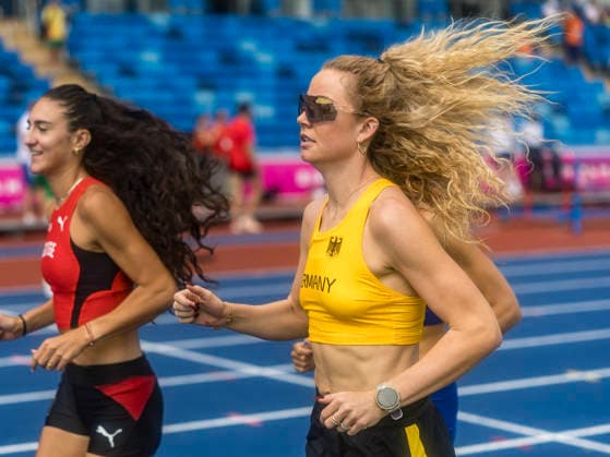 BIRMINGHAM, GREAT BRITAIN - AUGUST 9, 2026 : Smilla KOLBE (GER Germany) during the warm-up session ahead of the European Athletics Championships at Alexander Stadium on August 9, 2026 in Birmingham, Great Britain. Oregon Great Britain Copyright: xAxelxKohringx