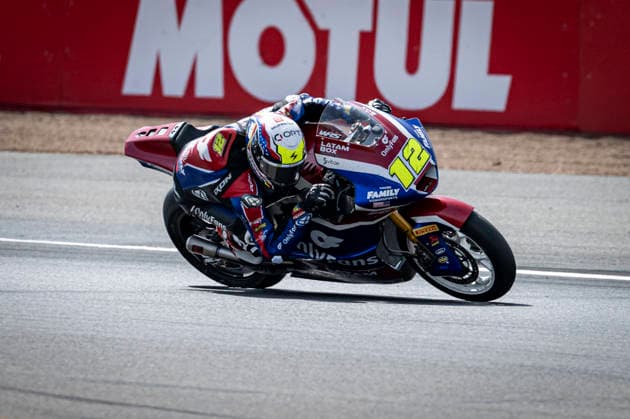 RECORD DATE NOT STATED 9th August 2026; Silverstone Circuit, Northamptonshire, England; 2026 MotoGP Grand Prix of Great Britain, Race Day; Filip Salac of the OnlyFans American Racing Team on his way to winning the Qatar Airways British Grand Prix Moto2 race GodfreyxPitt