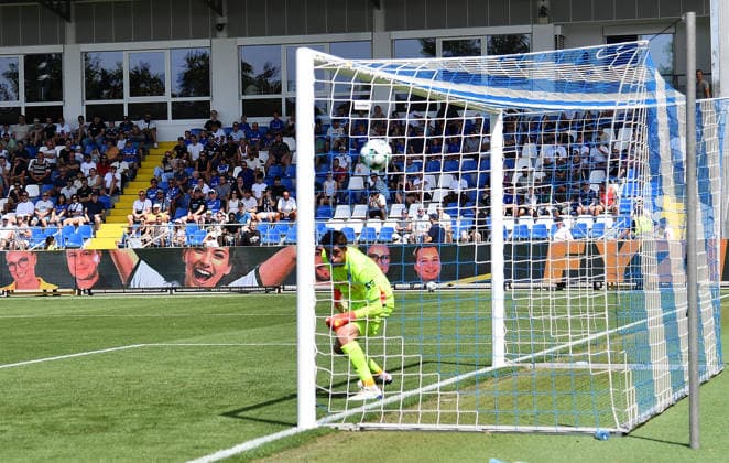 09.08.2026, xhbx, Fussball 3.Liga, TSG 1899 Hoffenheim U23 - Hansa Rostock v.l. Goal scored, Tor zum 0.1 durch Andreas Voglsammer (Hansa Rostock), Lukas Petersson (TSG Hoffenheim U23) (DFL DFB REGULATIONS PROHIBIT ANY USE OF PHOTOGRAPHS as IMAGE SEQUENCES and or QUASI-VIDEO) Hoffenheim *** August 9, 2026, xhbx, Soccer 3rd Division, TSG 1899 Hoffenheim U23 vs. Hansa Rostock – Goal scored: Andreas Voglsammer (Hansa Rostock) scores the 0–1 goal, Lukas Petersson, TSG Hoffenheim U23. DFL and DFB regulations prohibit any use of photographs as image sequences and or quasi-video. Hoffenheim