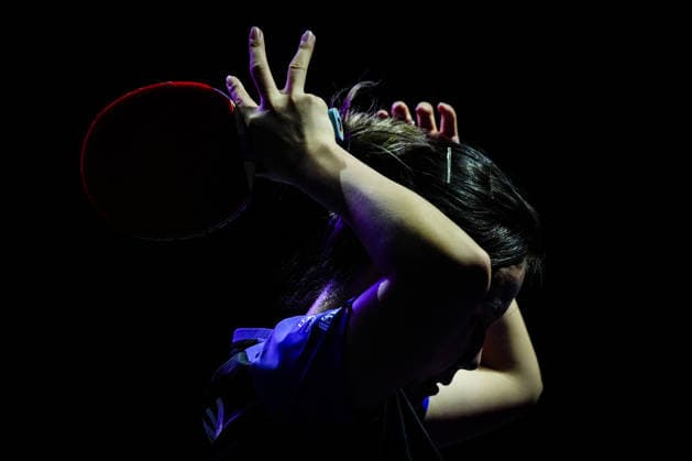 (260809) -- YOKOHAMA, Aug. 9, 2026 -- Chen Xingtong of China reacts during the women s singles final match between Harimoto Miwa of Japan and Chen Xingtong of China at the WTT Champions Yokohama 2026 in Yokohama, Japan, Aug. 9, 2026. ) (SP)JAPAN-YOKOHAMA Table tennis, Tischtennis WTT CHAMPIONS YOKOHAMA-WOMEN S SINGLES JiaxHaocheng 