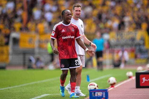 Fußball, 2. Bundesliga, 20260809, 1. FC Nürnberg - SG Dynamo Dresden. Im Bild Tor 2:0 Torjubel, Torschütze, Mohamed Ali ZOMA (Nürnberg, 23). Nürnberg Max-Morlock-Stadion Bayern Deutschland *** Soccer, 2. Bundesliga, 20260809, 1. FC Nürnberg vs. SG Dynamo Dresden. Pictured: Goal 2-0, goal celebration, goal scorer, Mohamed Ali ZOMA, Nuremberg, 23, Max Morlock Stadium, Bavaria, Germany Copyright: Passion2Press MarkusxFischerx