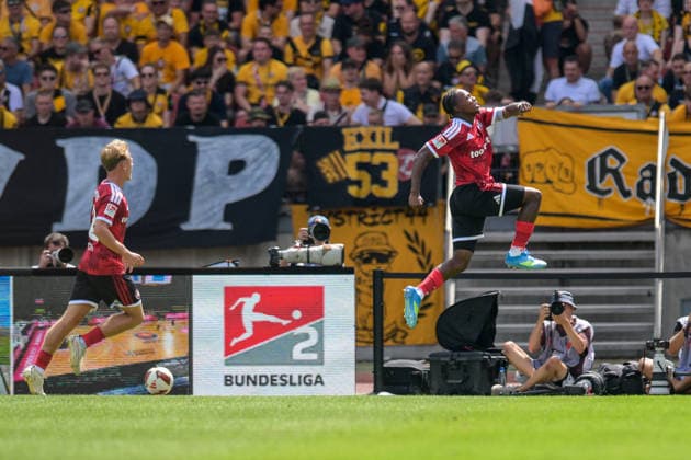 Fußball, 2. Bundesliga, 20260809, 1. FC Nürnberg - SG Dynamo Dresden. Im Bild Tor 1:0 Torschütze, Mohamed Ali ZOMA (Nürnberg, 23) Torjubel. Nürnberg Max-Morlock-Stadion Bayern Deutschland *** Soccer, 2. Bundesliga, 20260809, 1. FC Nürnberg vs. SG Dynamo Dresden. Pictured: Goal 1-0, Scorer: Mohamed Ali ZOMA (Nürnberg), 23, Goal celebration at the Max Morlock Stadium in Bavaria, Germany Copyright: Passion2Press MarkusxFischerx