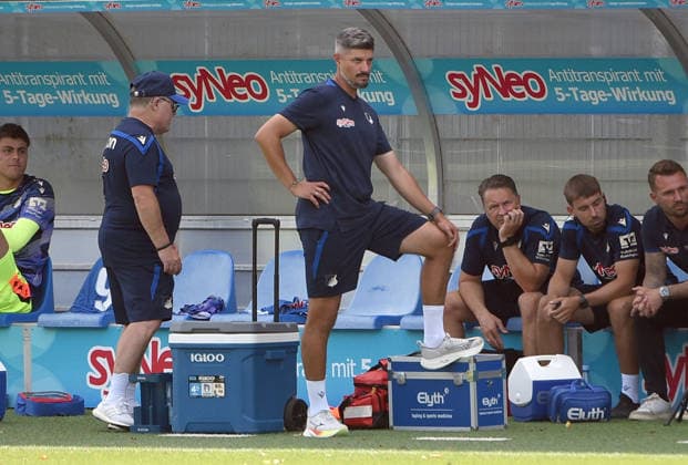 09.08.2026, xhbx, Fussball 3.Liga, TSG 1899 Hoffenheim U23 - Hansa Rostock v.l. Trainer Stefan Kleineheismann (TSG 1899 Hoffenheim) (DFL DFB REGULATIONS PROHIBIT ANY USE OF PHOTOGRAPHS as IMAGE SEQUENCES and or QUASI-VIDEO) Hoffenheim *** August 9, 2026, xhbx, Soccer 3rd Division, TSG 1899 Hoffenheim U23 vs. Hansa Rostock, Coach Stefan Kleineheismann, TSG 1899 Hoffenheim. DFL and DFB regulations prohibit any use of photographs as image sequences and or quasi-video. Hoffenheim