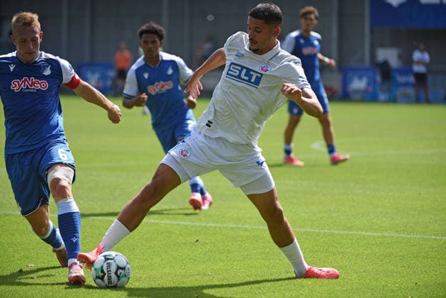 09.08.2026, xhbx, Fussball 3.Liga, TSG 1899 Hoffenheim U23 - Hansa Rostock v.l. Ouassim Karada (Hansa Rostock) (DFL DFB REGULATIONS PROHIBIT ANY USE OF PHOTOGRAPHS as IMAGE SEQUENCES and or QUASI-VIDEO) Hoffenheim *** August 9, 2026, xhbx, Soccer 3rd Division, TSG 1899 Hoffenheim U23 vs. Hansa Rostock, left: Ouassim Karada, Hansa Rostock. DFL and DFB regulations prohibit any use of photographs as image sequences and or quasi-video. Hoffenheim